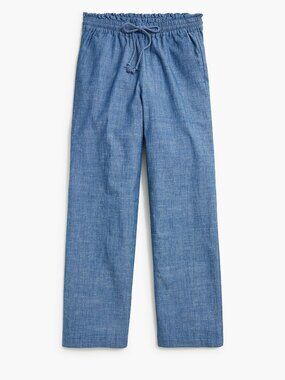 J. Crew Chambray Wide-Leg Paper-Bag Pant Beach Vacation in Pacific Wash 18